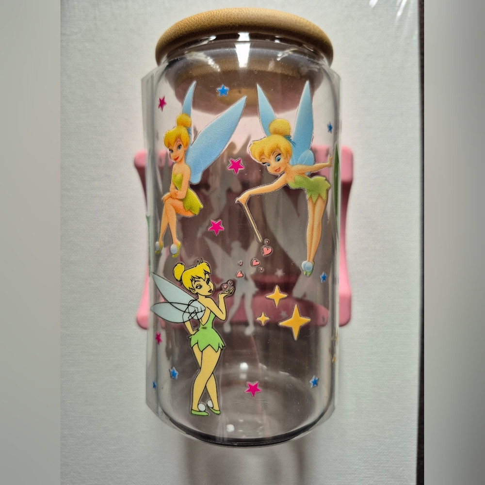 🪻3/$25 Tinker Bell 16oz Glass Tumbler - Made-To-Order custom Lid Straw
